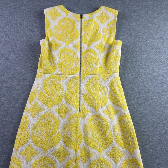 DIANE von FURSTENBERG Sz 4 'Carpreena' Lemon Yellow Floral Stamp Mini Dress - Picture 6 of 7